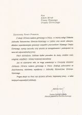 Listy gratulacyjne otrzymane z okazji 100-lecia nadzoru górniczego w Polsce (4)