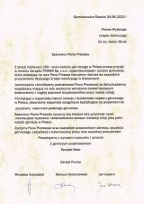 Listy gratulacyjne otrzymane z okazji 100-lecia nadzoru górniczego w Polsce (5)