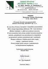 Listy gratulacyjne otrzymane z okazji 100-lecia nadzoru górniczego w Polsce (6)