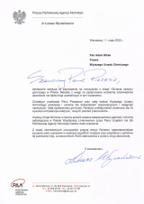 Listy gratulacyjne otrzymane z okazji 100-lecia nadzoru górniczego w Polsce (15)